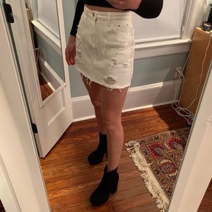 White white jean skirt
